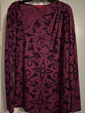 Narciso Rodriguez Purple and Black Long-Sleeve Printed Blouse